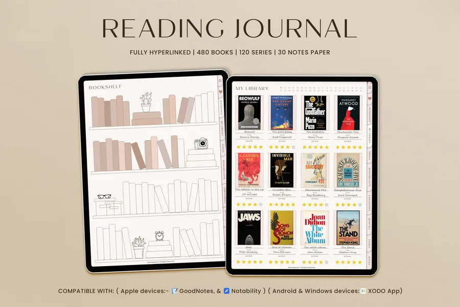 Book Reading Journal Goodnotes Planner