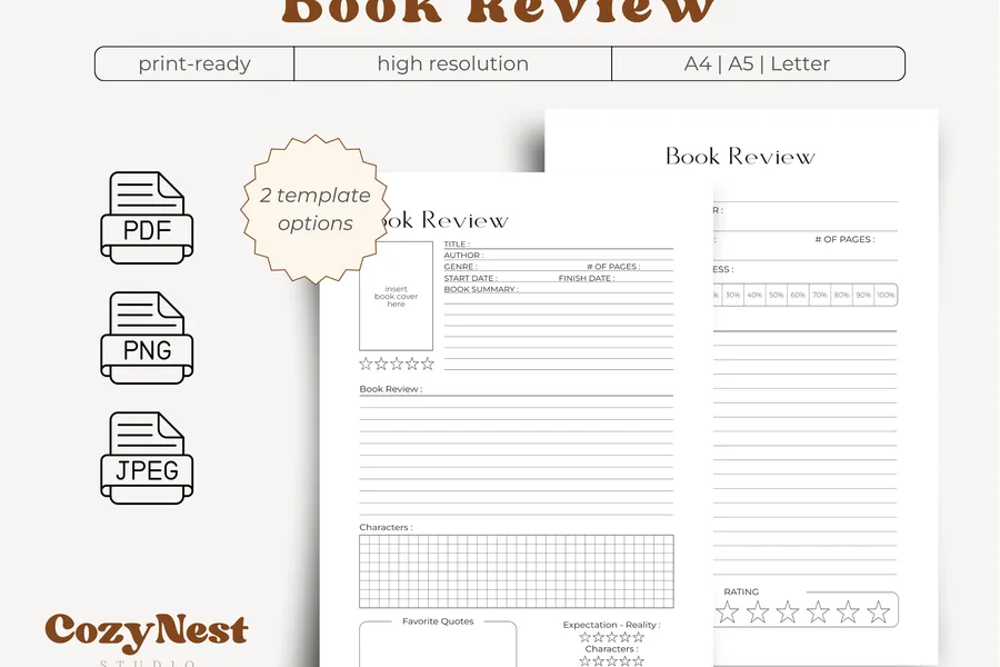 Book Review Template for Reading Journal