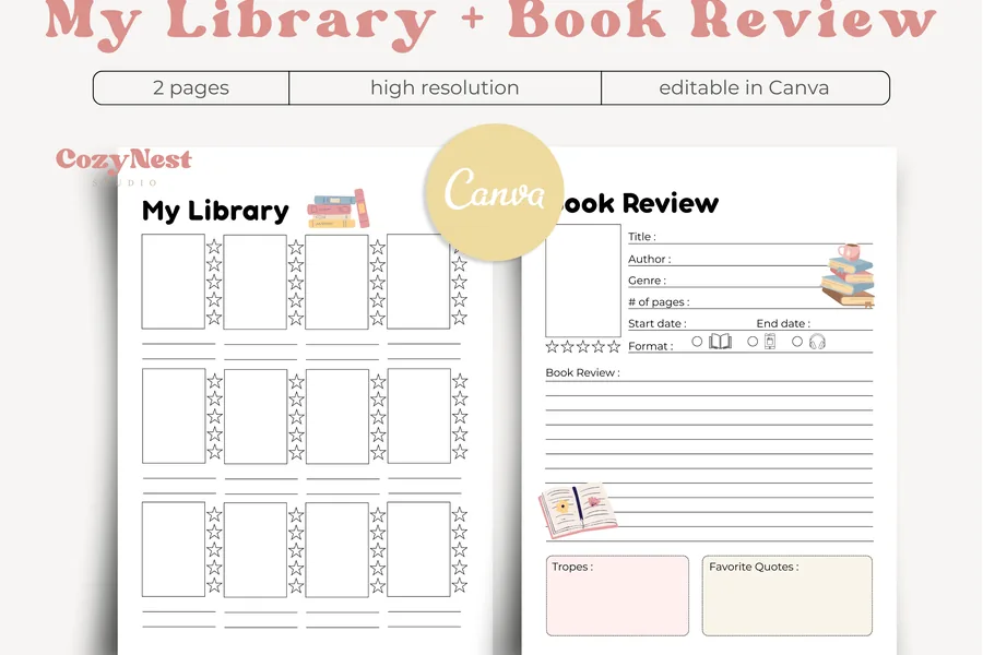 Digital Reading Journal Canva Template
