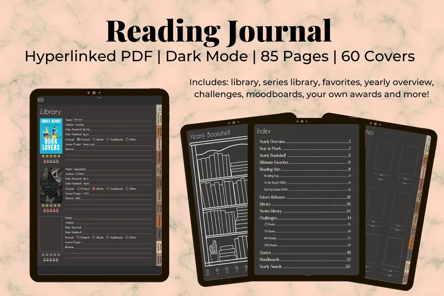 Digital Reading Journal (Dark Mode)