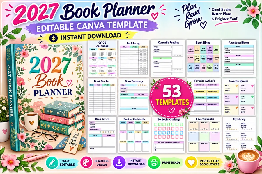 Editable 2027 Book Planner