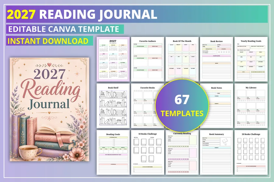 Editable 2027 Reading Journal