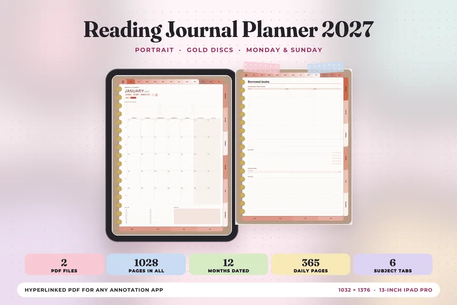 Reading Journal Planner 2027 Portrait