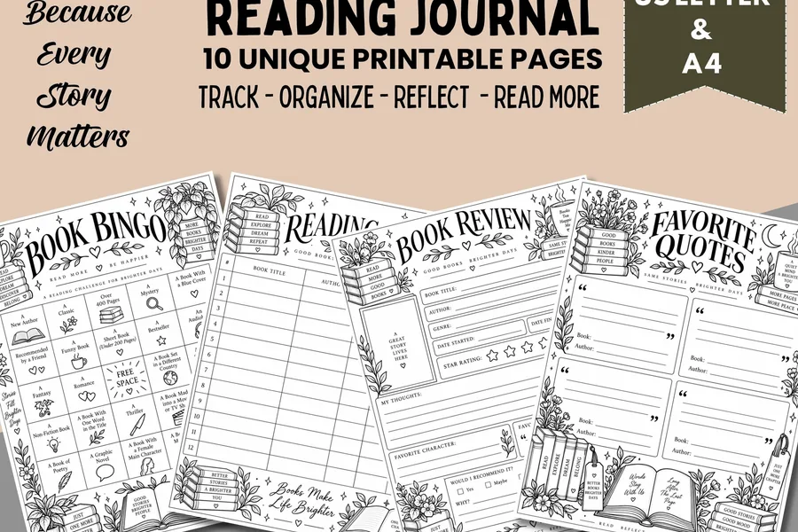 Reading Journal Printable, Book Tracker